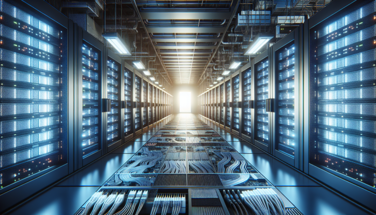 Interior de un data center moderno con servidores y cableado