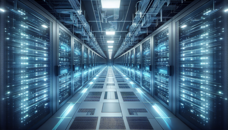 Centro de datos moderno con servidores y sistemas de enfriamiento avanzados